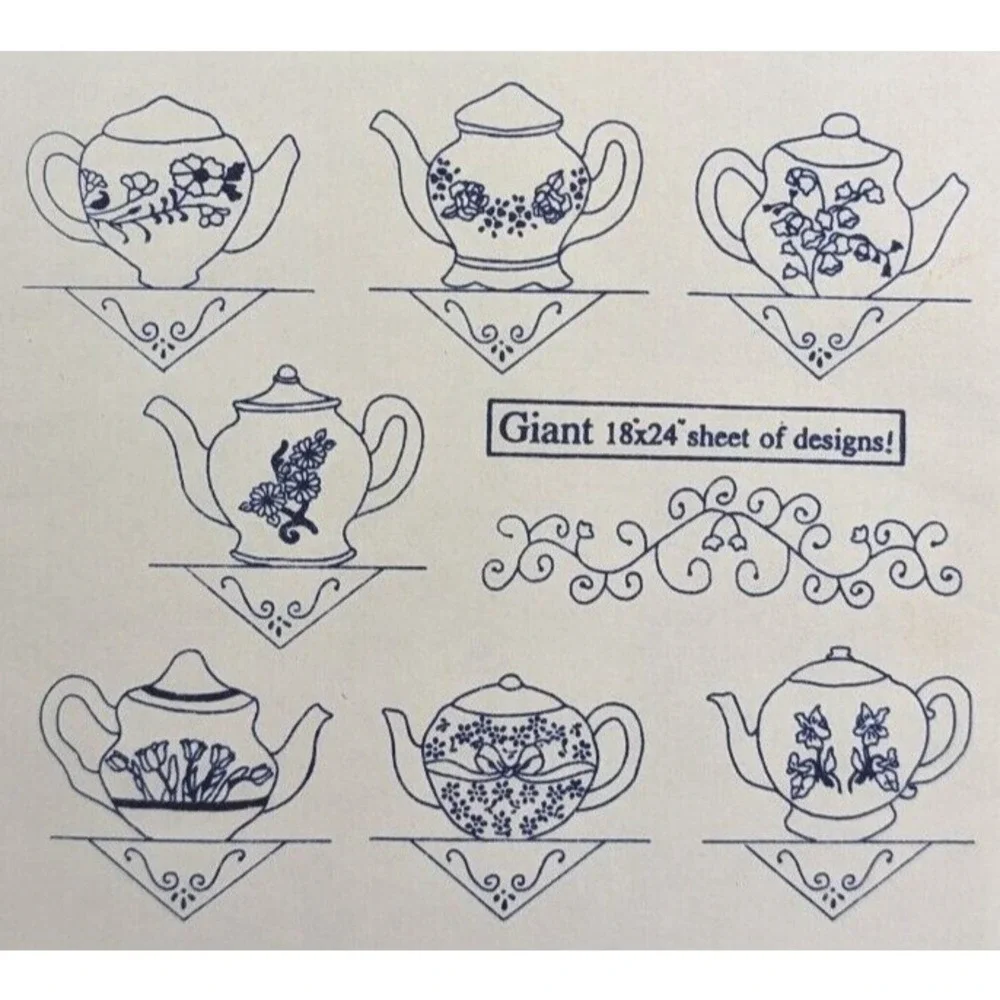 NOS Aunt Martha's Hot Iron Transfers Teapots 3898 3853 3824 3787 3749 3437 Lot 6
